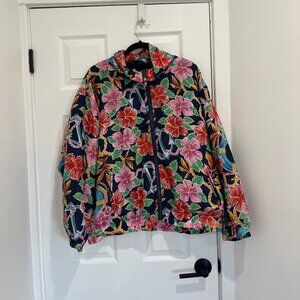 Vintage Mureli Floral 100% Silk Windbreaker, 70s, 80s, Women's XL